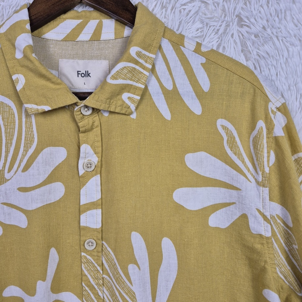 Folk Mustard Yellow Shirt with White Floral Print